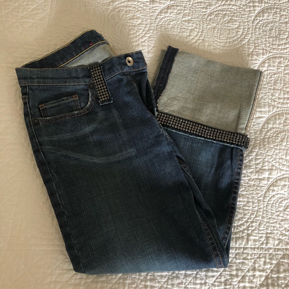 Express rhinestone cuffed jeans - Size 6